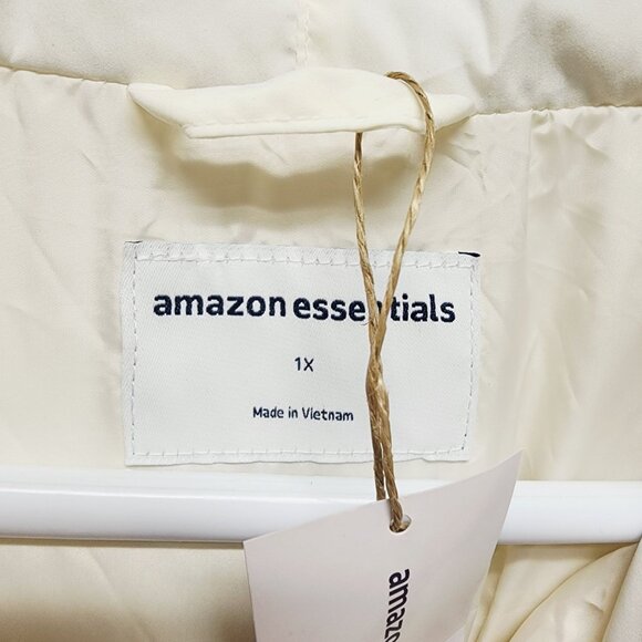 Womens Size 1X White Cropped Puffer Jacket Drawstring Hem & Pockets - Picture 2 of 5